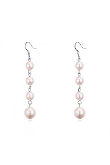 Boucle d'oreille perle rose imitation avec fermoir crochet - 23887 #1