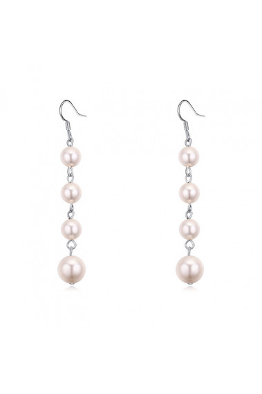 Pretty silver pink pearl earrings imitation with hook clasp - 23887 #1