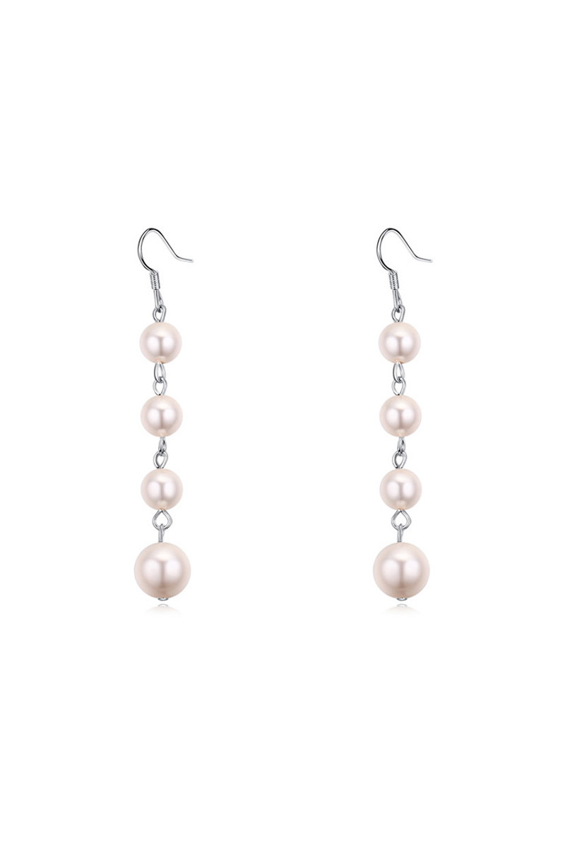 Boucle d'oreille perle rose imitation avec fermoir crochet - Ref 23887 - 01