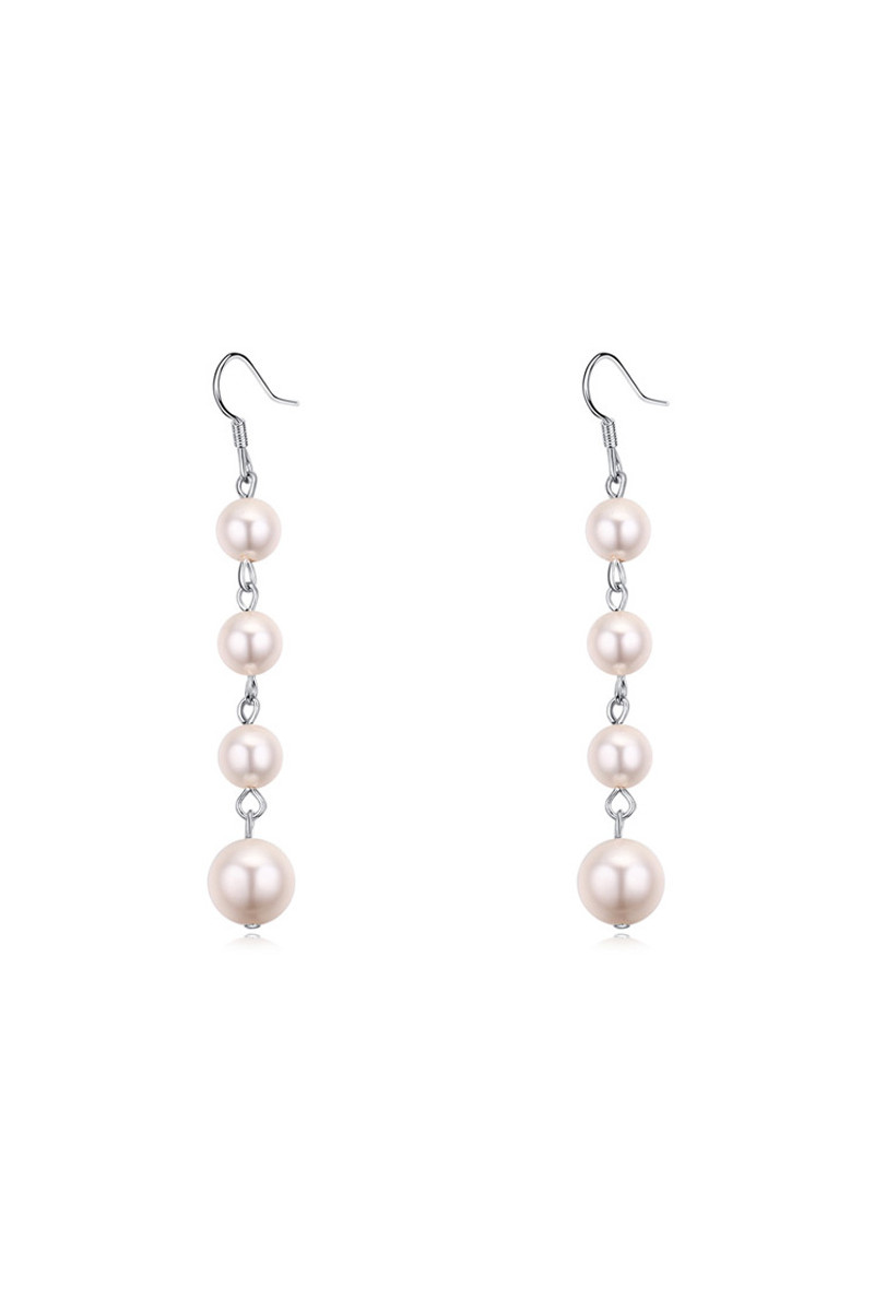 Pretty silver pink pearl earrings imitation with hook clasp - Ref 23887 - 01