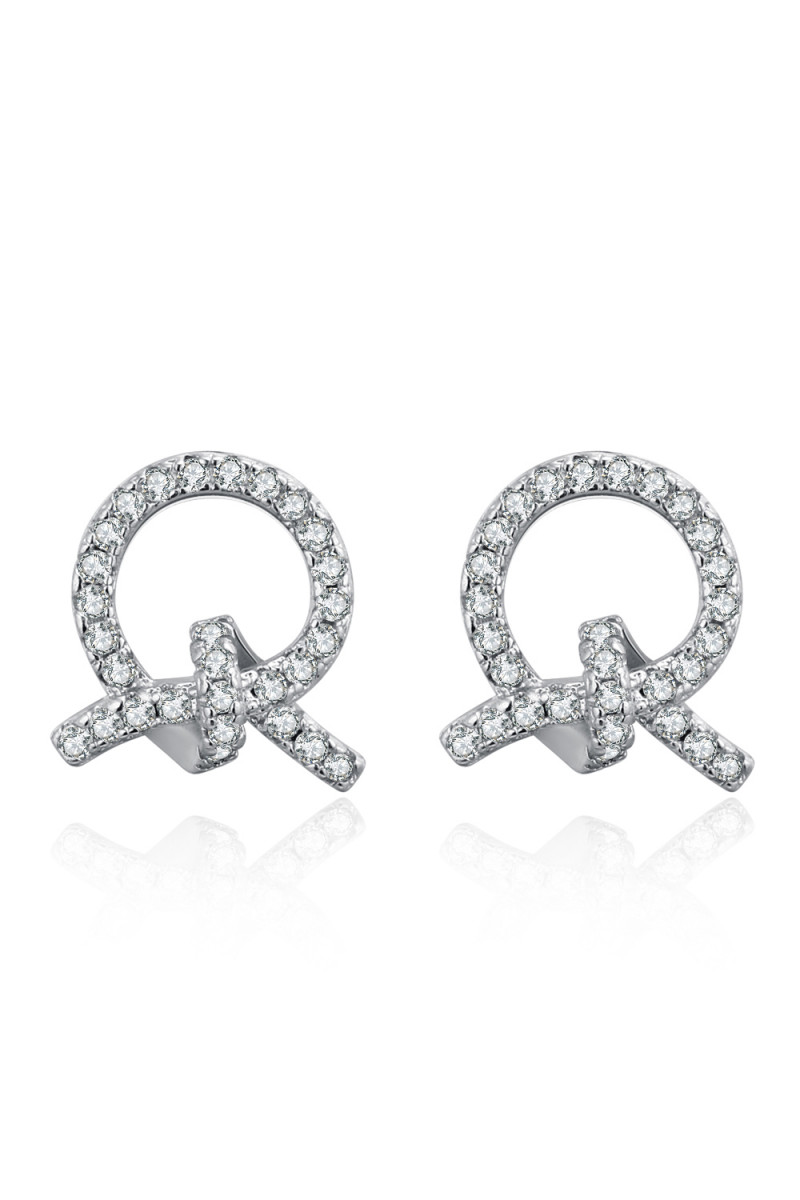 Puce oreille argent pour femme pas cher avec cristal blanc - Ref 28685 - 01