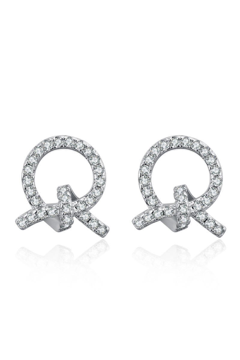 Wedding earrings silver women with sparkling white crystal - Ref 28685 - 01