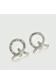 Puce oreille argent pour femme pas cher avec cristal blanc - Ref 28685 - 07