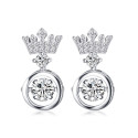 Puce boucle oreille argent abordable avec couronne royale - Ref 28954 - 06