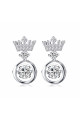 Pretty affordable royal crown simple earring design silver - Ref 28954 - 06