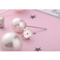 Boucles d'oreilles double perle blanche en argent sterling - Ref 29657 - 02