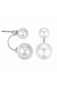 Boucles d'oreilles double perle blanche en argent sterling - Ref 29657 - 04