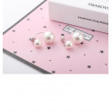 Boucles d'oreilles double perle blanche en argent sterling - Ref 29657 - 05