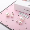 Boucles d'oreilles double perle blanche en argent sterling - Ref 29657 - 06