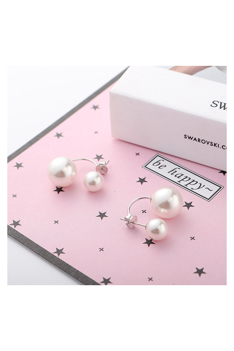 Boucles D’oreilles Pendantes – Perles Blanches 6 Mm, Argent 925 – Bijouterie Papillon Bleu
