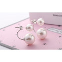 Boucles d'oreilles double perle blanche en argent sterling - Ref 29657 - 09