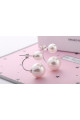 Boucles d'oreilles double perle blanche en argent sterling - Ref 29657 - 09