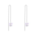 Boucles oreilles papillon bijou strass blanc en argent 925 - Ref 30498 - 02