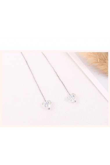 Women’s long chain earrings with multicolored crystal heart - 30503 #1