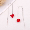 Cheap silver sterling stylish red statement earrings heart - Ref 30504 - 02
