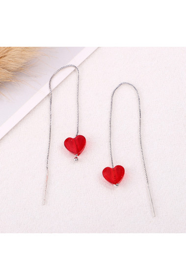 Cheap silver sterling stylish red statement earrings heart - 30504 #1