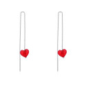 Cheap silver sterling stylish red statement earrings heart - Ref 30504 - 03