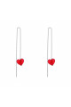 Cheap silver sterling stylish red statement earrings heart - Ref 30504 - 03