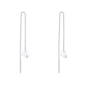 Sterling silver long drop earrings with white crystal stone - Ref 30509 - 02