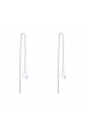 Sterling silver long drop earrings with white crystal stone - Ref 30509 - 02