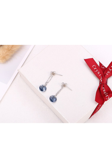 Shiny denim blue crystal dangling stud earrings silver chain - 30571 #1