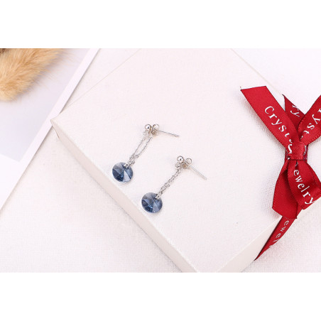 Boucles d'oreilles clou pendants cristal bleu jean brillant