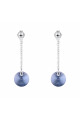 Boucles d'oreilles clou pendants cristal bleu jean brillant - Ref 30571 - 03