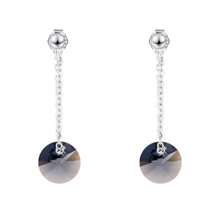 Clou oreille femme en argent et cristal brun foncé abordable