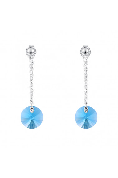 925 silver pendant earrings with crystal blue disc for women - 30573 #1