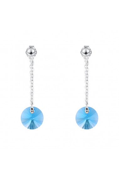Boucles pendantes argent avec disque bleu cristal pour femme - 30573 #1