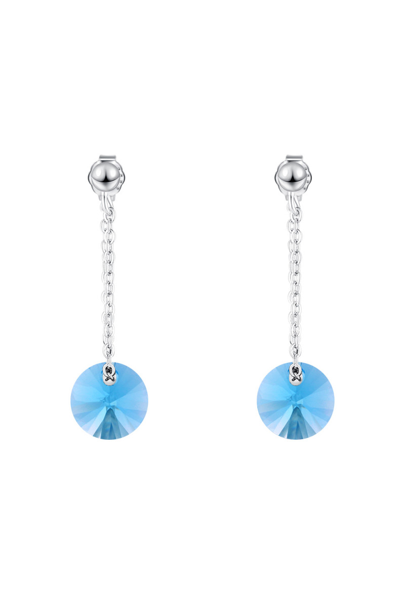 925 silver pendant earrings with crystal blue disc for women - Ref 30573 - 01