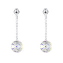 Stylish white cristal disc wedding earrings silver sterling - Ref 30574 - 02