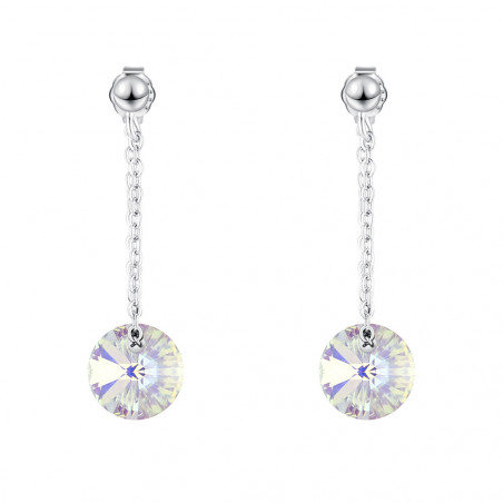Clou oreille pendant en argent et cristal blanc pour mariage