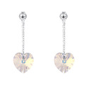 Petit bijou oreille femme clou pendant cristal coeur argent - Ref 30575 - 02