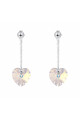 Petit bijou oreille femme clou pendant cristal coeur argent - Ref 30575 - 02