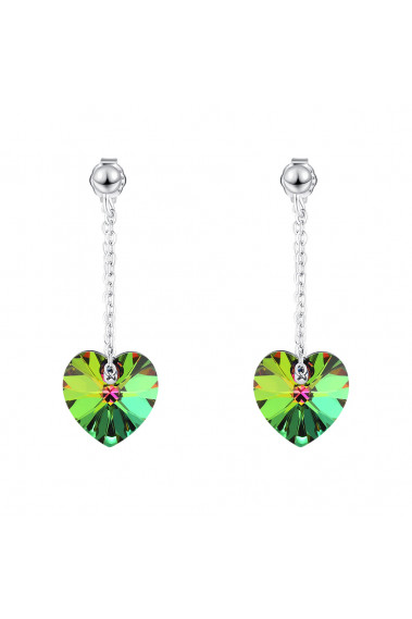 Original multicolored green heart crystal women's earrings - 30576 #1