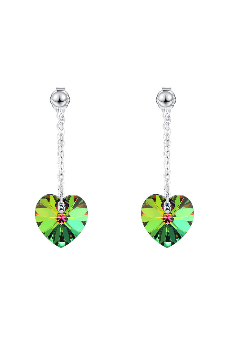 Boucles d'oreilles originales femme coeur vert multicolore - Ref 30576 - 01