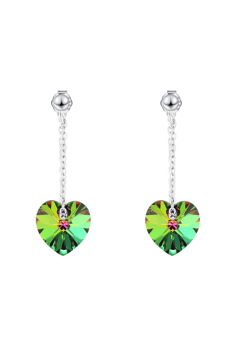 Original multicolored green heart crystal women's earrings - Ref 30576 - 01