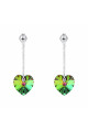 Boucles d'oreilles originales femme coeur vert multicolore - Ref 30576 - 02