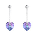 Purple crystal heart jewellery earrings silver pendant chain - Ref 30577 - 02