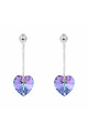 Purple crystal heart jewellery earrings silver pendant chain - Ref 30577 - 02