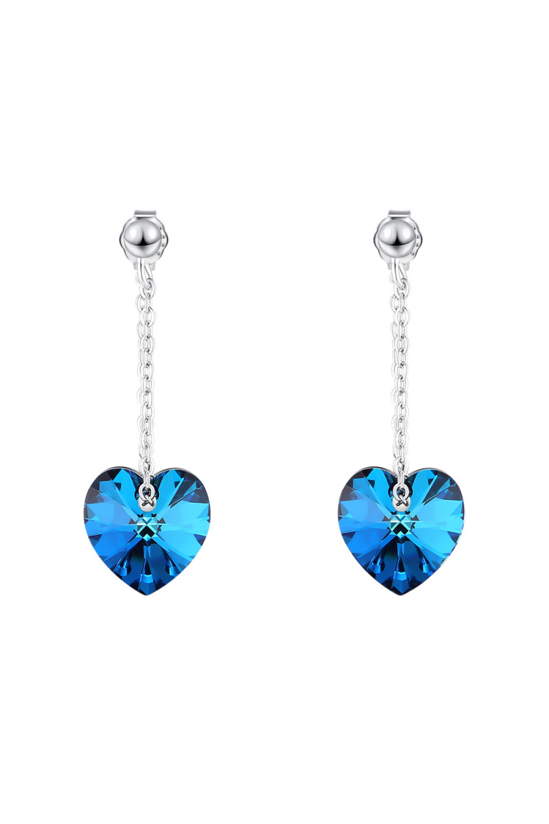 Trendy and chic silver blue fancy pendant statement earrings - Ref 30578 - 01 Trendy and chic silver blue fancy pendant statement earrings - Ref 30578 - 01
