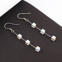 Boucles oreilles argent pendantes crochet 3 cubes en cristal - Ref 31409 - 02