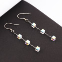 Crochet wedding earrings silver white crystal cubes pendants - Ref 31409 - 02