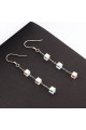 Boucles oreilles argent pendantes crochet 3 cubes en cristal - Ref 31409 - 02