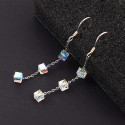 Boucles oreilles argent pendantes crochet 3 cubes en cristal - Ref 31409 - 04