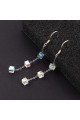 Crochet wedding earrings silver white crystal cubes pendants - Ref 31409 - 04