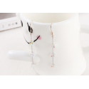 Crochet wedding earrings silver white crystal cubes pendants - Ref 31409 - 05