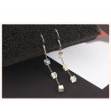 Boucles oreilles argent pendantes crochet 3 cubes en cristal - Ref 31409 - 06