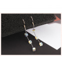 Crochet wedding earrings silver white crystal cubes pendants - Ref 31409 - 06